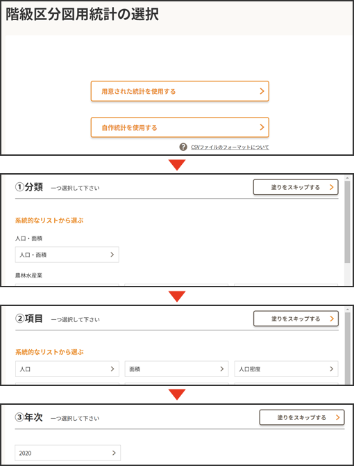 ③階級区分図に使用する統計の選択